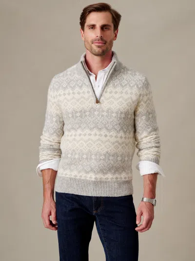 J.mclaughlin Men's Alden 1/4 Zip Top In Fairisle Light Gray/off White