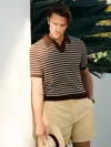 J.mclaughlin Men's Amalfi Short Sleeve Polo In Stripe Navy/egret White