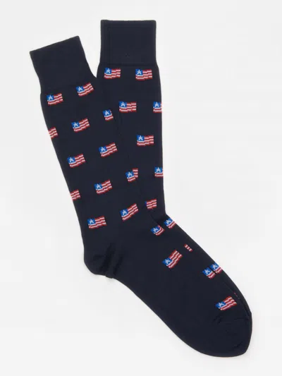 J.mclaughlin Men's American Flag Socks Navy | Cotton/nylon/spandex In Animal Print