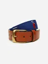 J.mclaughlin Men's Ashton Embroidered Belt In Golf Bag Navy In Brown