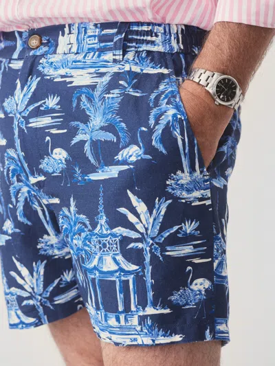 J.mclaughlin Men's Bay 5" Shorts In Persian Pergola Navy/blue In Multi