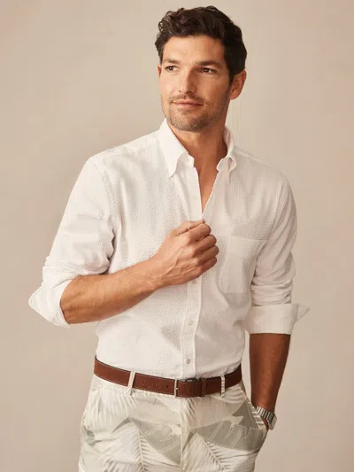 J.mclaughlin Men's Belvedere Cotton Seersucker Shirt White In Multi