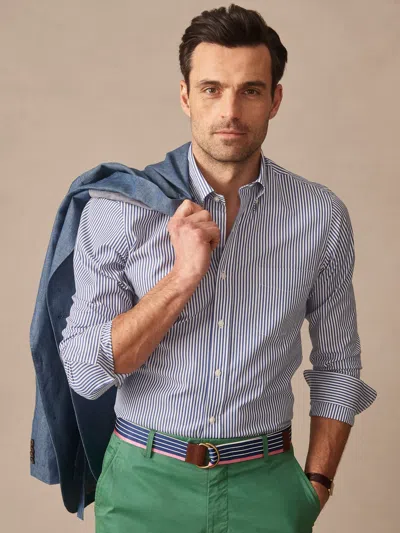 J.mclaughlin Men's Belvedere Cotton Shirt In Bengal Stripe Blue/white In Multi