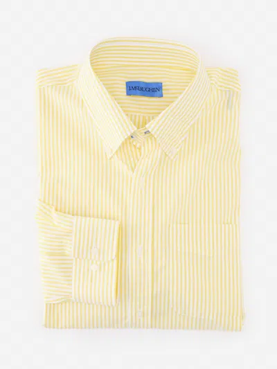 J.mclaughlin Men's Belvedere Cotton Shirt In Bengal Stripe Yellow/white In Multi