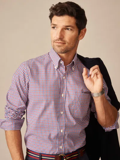 J.mclaughlin Men's Belvedere Cotton Shirt In Gingham Multi Red/blue/white