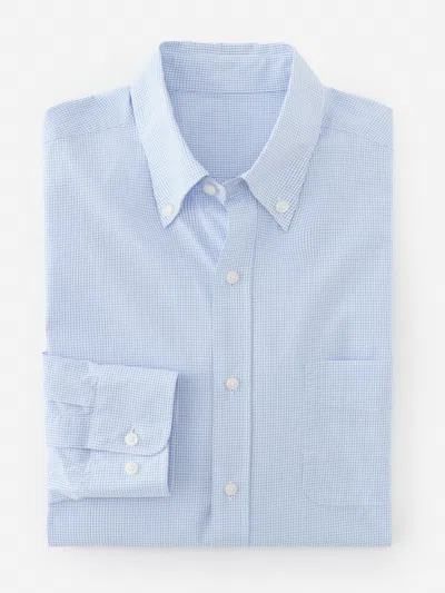 J.mclaughlin Men's Belvedere Cotton Shirt In Graphic Check Blue/white