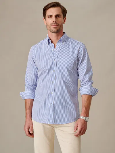 J.mclaughlin Men's Belvedere Cotton Shirt In Stripe Blue/white