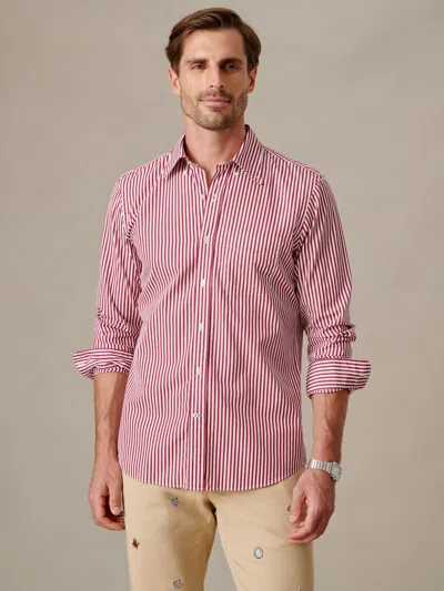 J.mclaughlin Men's Belvedere Cotton Shirt In Stripe Red/white In Pink