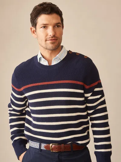 J.mclaughlin Men's Bennett Sweater In Stripe Navy/off White In Blue