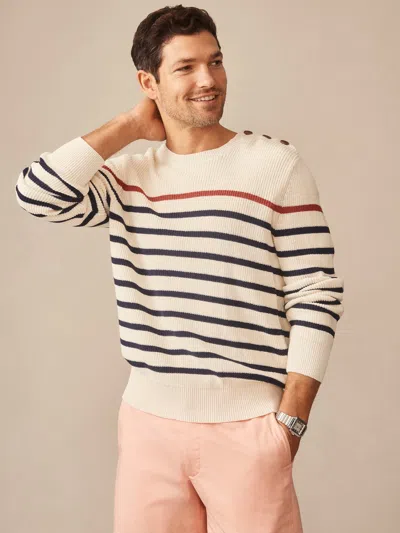 J.mclaughlin Men's Bennett Sweater In Stripe Off White/navy In Neutral