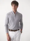 J.mclaughlin Men's Brookhaven 1/4 Zip Top Sweater In Stripe Gray/light Gray In Gray