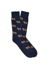 J.mclaughlin Men's Bulldog Socks Navy/tan/white | Cotton/nylon/spandex In Blue