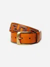 J.mclaughlin Men's Caerus Leather Belt In Greek Key Natural/dark Brown In Orange