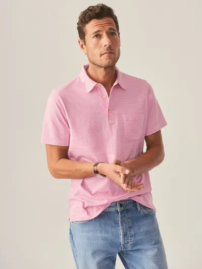 J.mclaughlin Men's Callahan Cotton Polo In Stripe Rich Desire/white In Pink