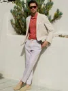J.mclaughlin Men's Callistair Linen Pants In Hairline Stripe White/beige In Animal Print