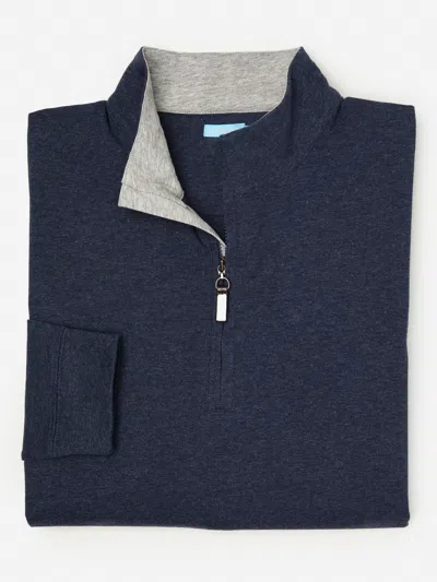 J.mclaughlin Men's Clermont Cotton 1/4 Zip Top Heather Navy In Blue