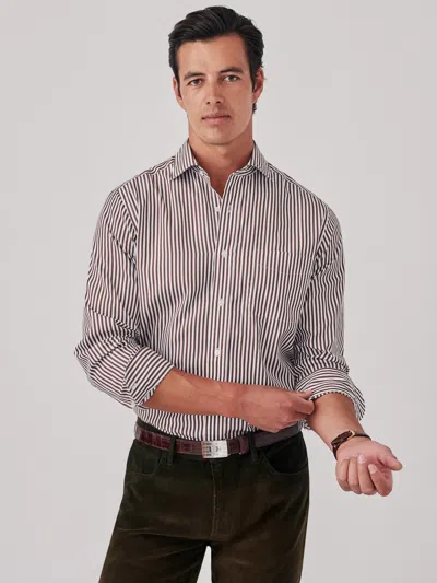 J.mclaughlin Men's Club Classic Fit Shirt In Bengal Stripe Brown/white In Animal Print