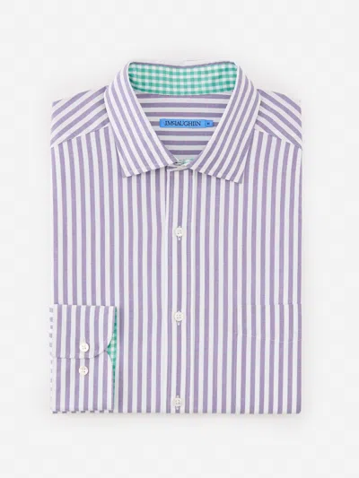 J.mclaughlin Men's Club Classic Fit Shirt In Bengal Stripe Purple/white