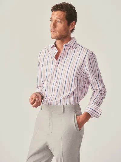 J.mclaughlin Men's Club Classic Fit Shirt In Garden Stripe: J.mcl X Thomas Mason Blush/marine/slate In Purple