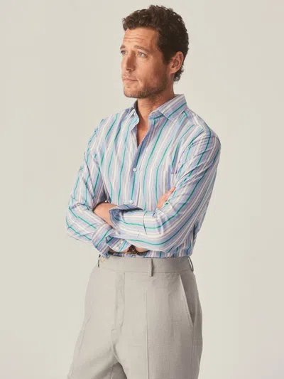 J.mclaughlin Men's Club Classic Fit Shirt In Garden Stripe: J.mcl X Thomas Mason Kelly/gold/white In Gray