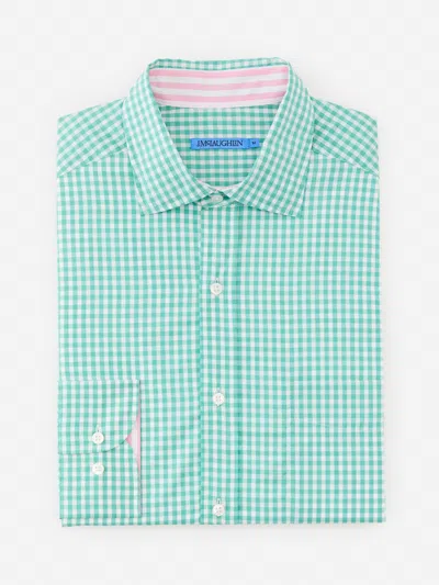 J.mclaughlin Men's Club Classic Fit Shirt In Gingham Green/white