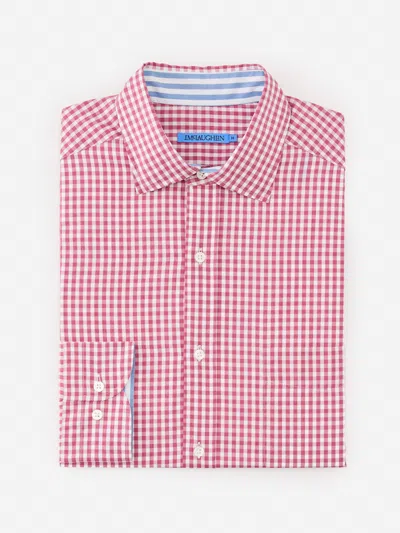 J.mclaughlin Men's Club Classic Fit Shirt In Gingham Red/white In Pink