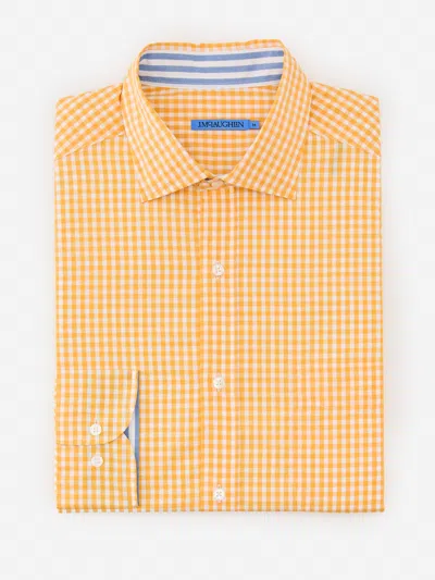 J.mclaughlin Men's Club Classic Fit Shirt In Gingham Yellow/white