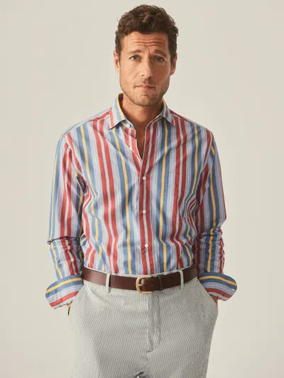 J.mclaughlin Men's Club Classic Fit Shirt In Regatta Stripe: J.mcl X Thomas Mason Marine/scarlet In Multi