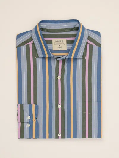 J.mclaughlin Men's Club Classic Fit Shirt In Regatta Stripe: J.mcl X Thomas Mason Slate/peony/olive In Multi