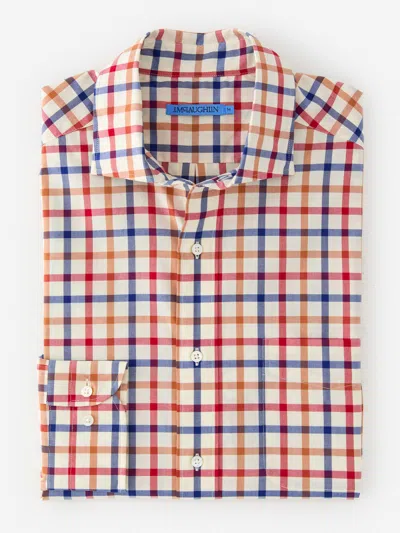 J.mclaughlin Men's Club Classic Fit Shirt In Tattersall Orange/ivory/oxford Blue In Multi