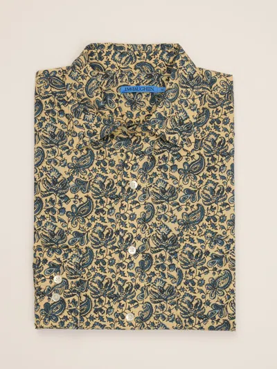 J.mclaughlin Men's Collis Classic Fit Shirt In Kalamkari Cream/indigo In Multi