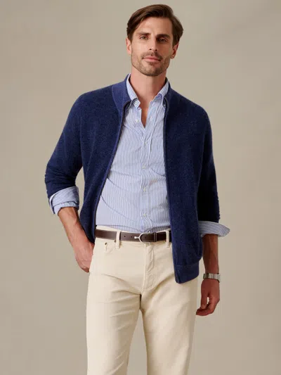 J.mclaughlin Men's Graham Zip Sweater In Birdseye Denim/navy