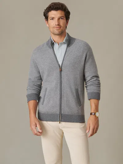 J.mclaughlin Men's Graham Zip Sweater In Birdseye Heather Gray/light Gray