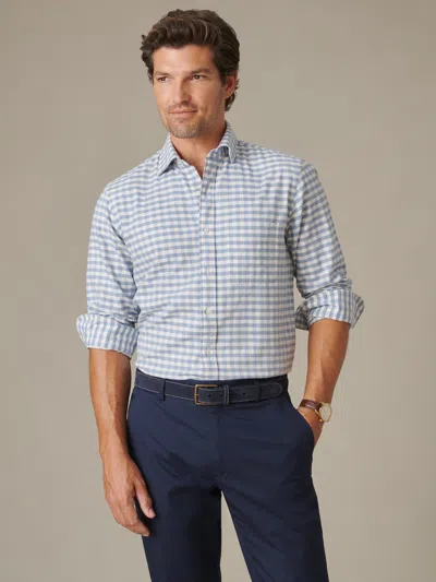 J.mclaughlin Men's Gramercy Brushed Cotton Shirt In Gingham Blue/white