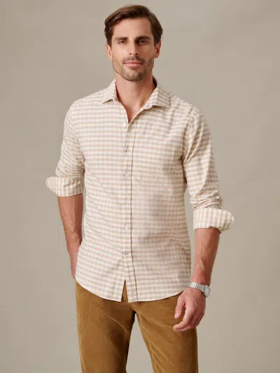 J.mclaughlin Men's Gramercy Brushed Cotton Shirt In Gingham Tan/white