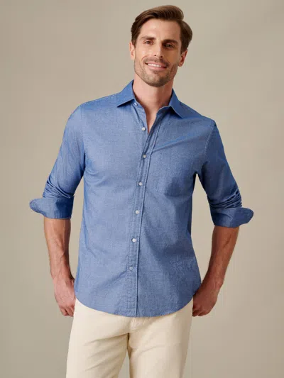 J.mclaughlin Men's Gramercy Brushed Cotton Shirt Navy In Blue