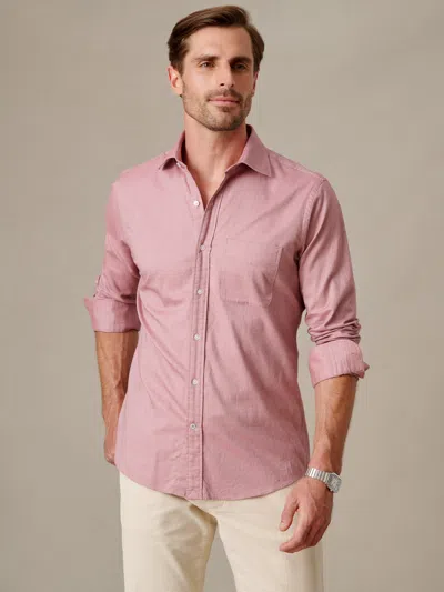 J.mclaughlin Men's Gramercy Brushed Cotton Shirt Red