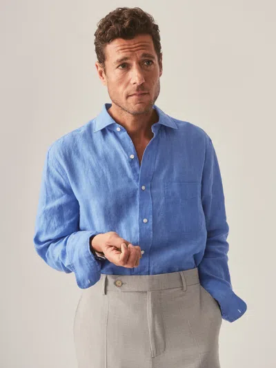 J.mclaughlin Men's Gramercy Classic Fit Linen Shirt French Blue
