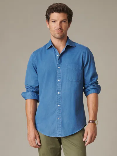 J.mclaughlin Men's Gramercy Cotton Chambray Shirt In Blue