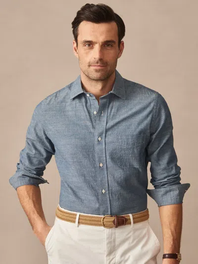 J.mclaughlin Men's Gramercy Cotton Chambray Shirt In Blue