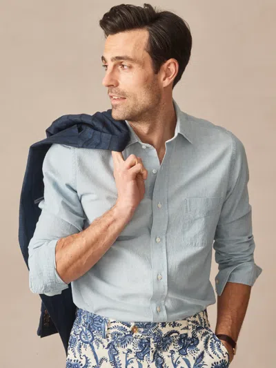 J.mclaughlin Men's Gramercy Cotton Chambray Shirt Light Chambray In Gray