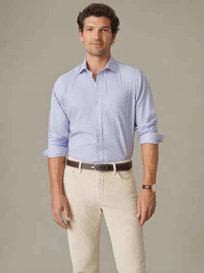 J.mclaughlin Men's Gramercy Cotton Shirt In Fineline Stripe Blue/white