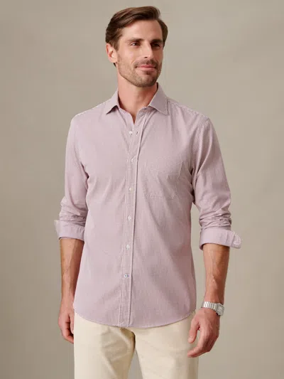 J.mclaughlin Men's Gramercy Cotton Shirt In Graphic Check Red/white In Pink