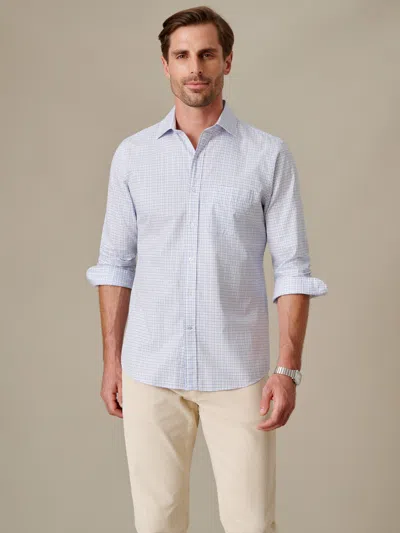 J.mclaughlin Men's Gramercy Cotton Shirt In Tattersall Blue/white