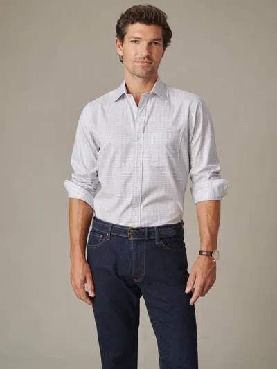 J.mclaughlin Men's Gramercy Cotton Shirt In Tattersall Yellow/blue