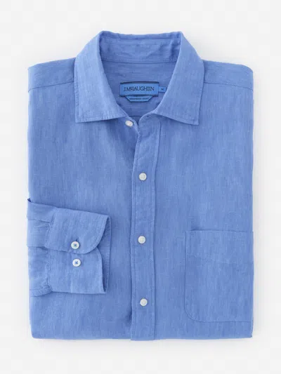 J.mclaughlin Men's Gramercy Linen Shirt French Blue