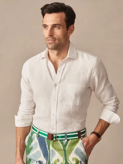 J.mclaughlin Men's Gramercy Linen Shirt White In Multi