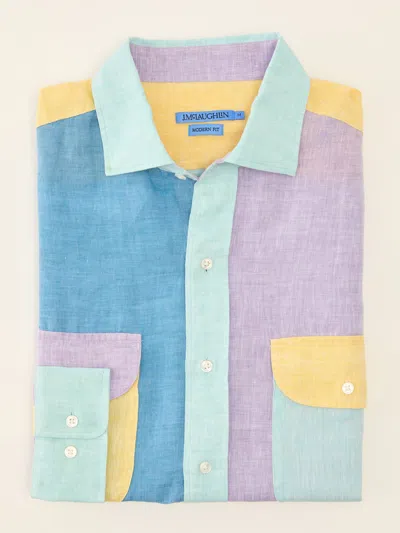 J.mclaughlin Men's Gramercy Modern Fit Linen Shirt Multi Color