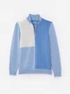 J.mclaughlin Men's Hayes Cashmere 1/4 Zip Top In Color Block Blue In Blue