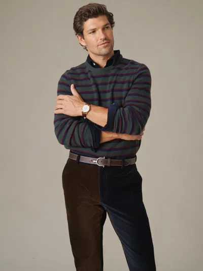 J.mclaughlin Men's Hewitt Sweater In Stripe Dark Green